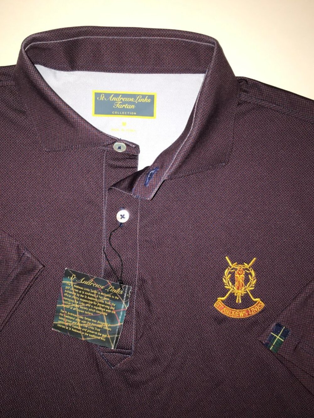 Men's St. Andrews Links Tartan Short Sleeve Polo Shirt-Size: M (READ DESCRIPTION